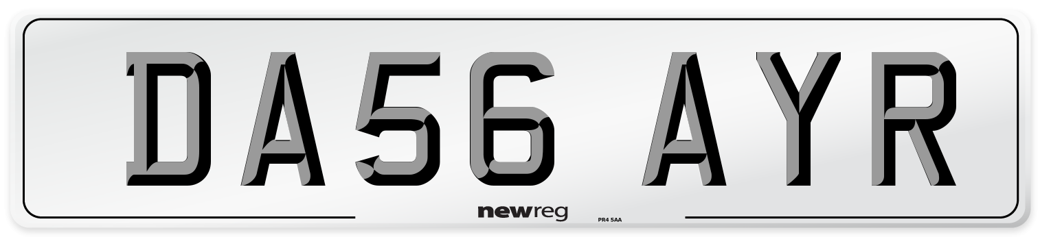 DA56 AYR Number Plate from New Reg
